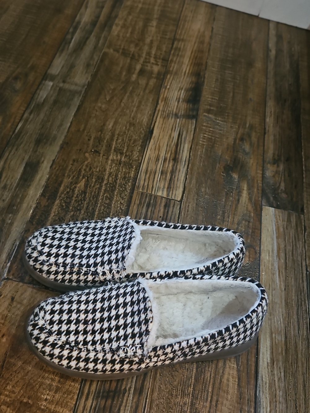 Vionic Houndstooth Slip-On Fleece Lined Slippers Rubber No Slip Sole Size‎ 8 - Picture 7 of 9